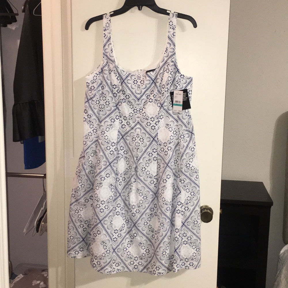 NWT Nine West Blue & White Lace Eyelet Dress